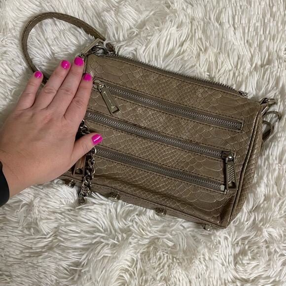 REBECCA MINKOFF • Tan + Silver Snakeskin Fringe Leopard Crossbody Bag - Picture 11 of 11